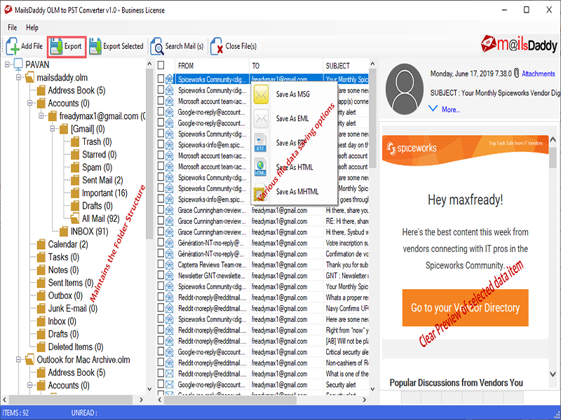 MailsDaddy OLM to PST Converter Screenshot