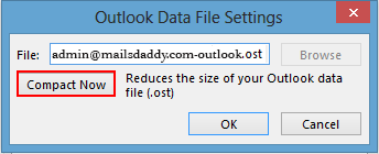 compact ost file in outlook 2013