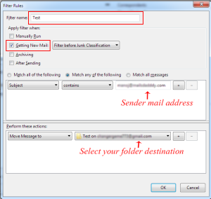 message filter of thunderbird 2