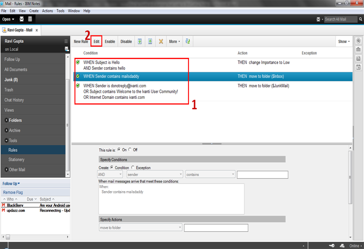 How to Create & Manage Mail Rule for IBM Lotus Notes 9