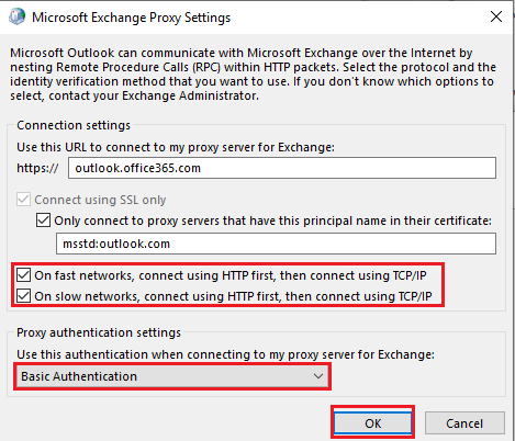 set proxy authentication setting
