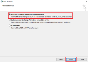 choice service to add account to outlook