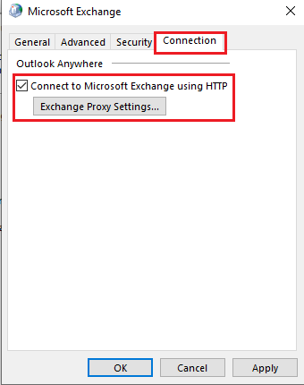 set exchange proxy setting