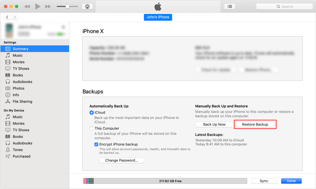 itune backup