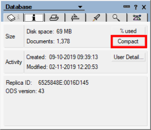 compact nsf file to reduce the Lotus notes mailbox file size