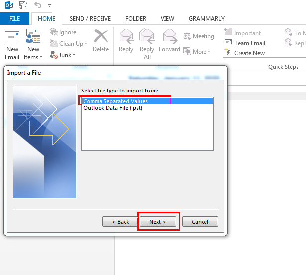 CSV file