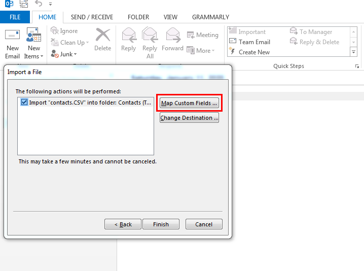 Choose Mapping Option