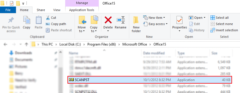 Select SCANPST.EXE Tool