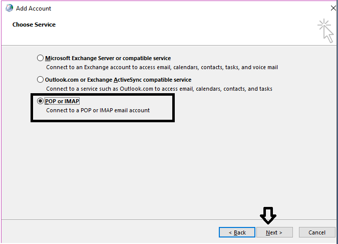 choose imap/pop3