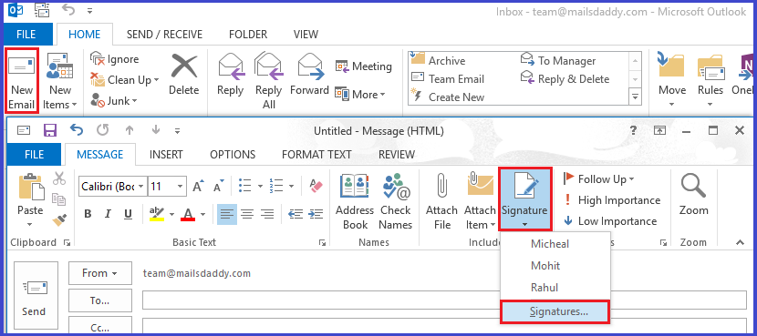 how to update email signature in outlook app