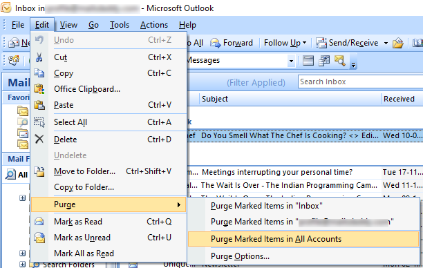 How to hide and delete strikethrough emails in Outlook?