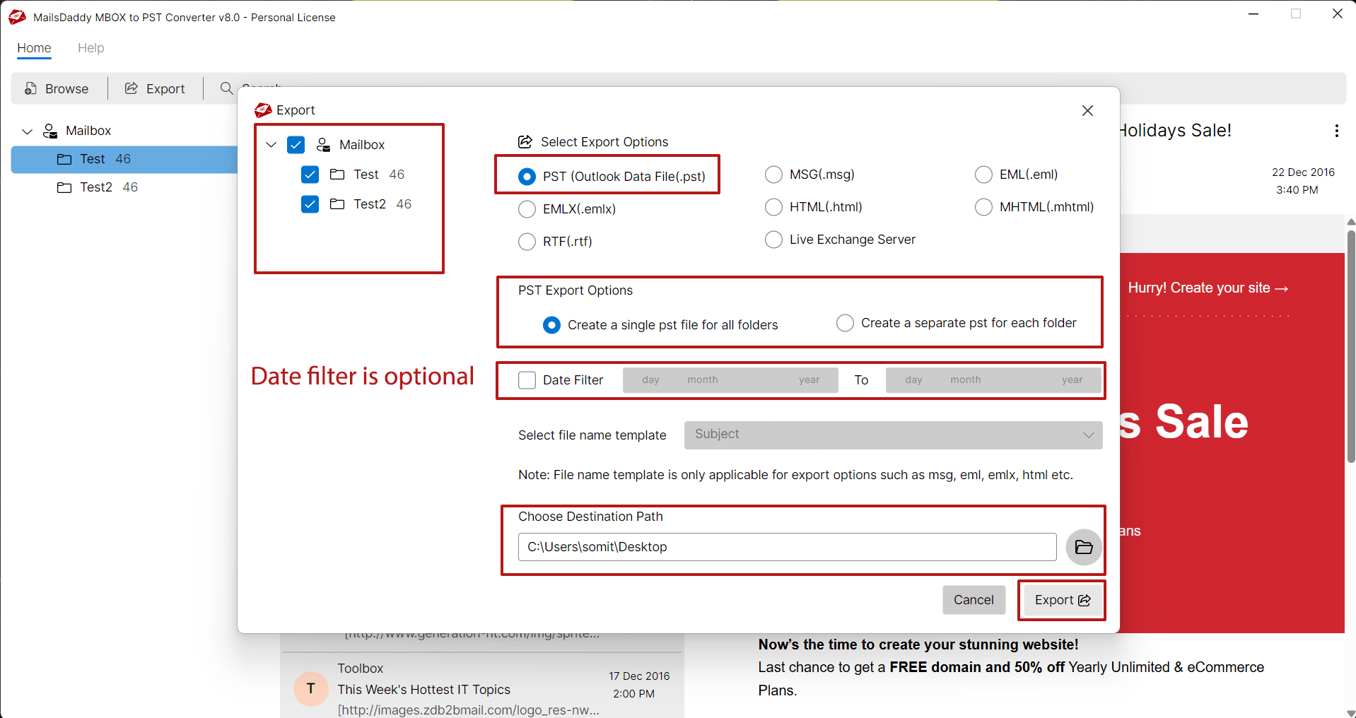 convert mbox file