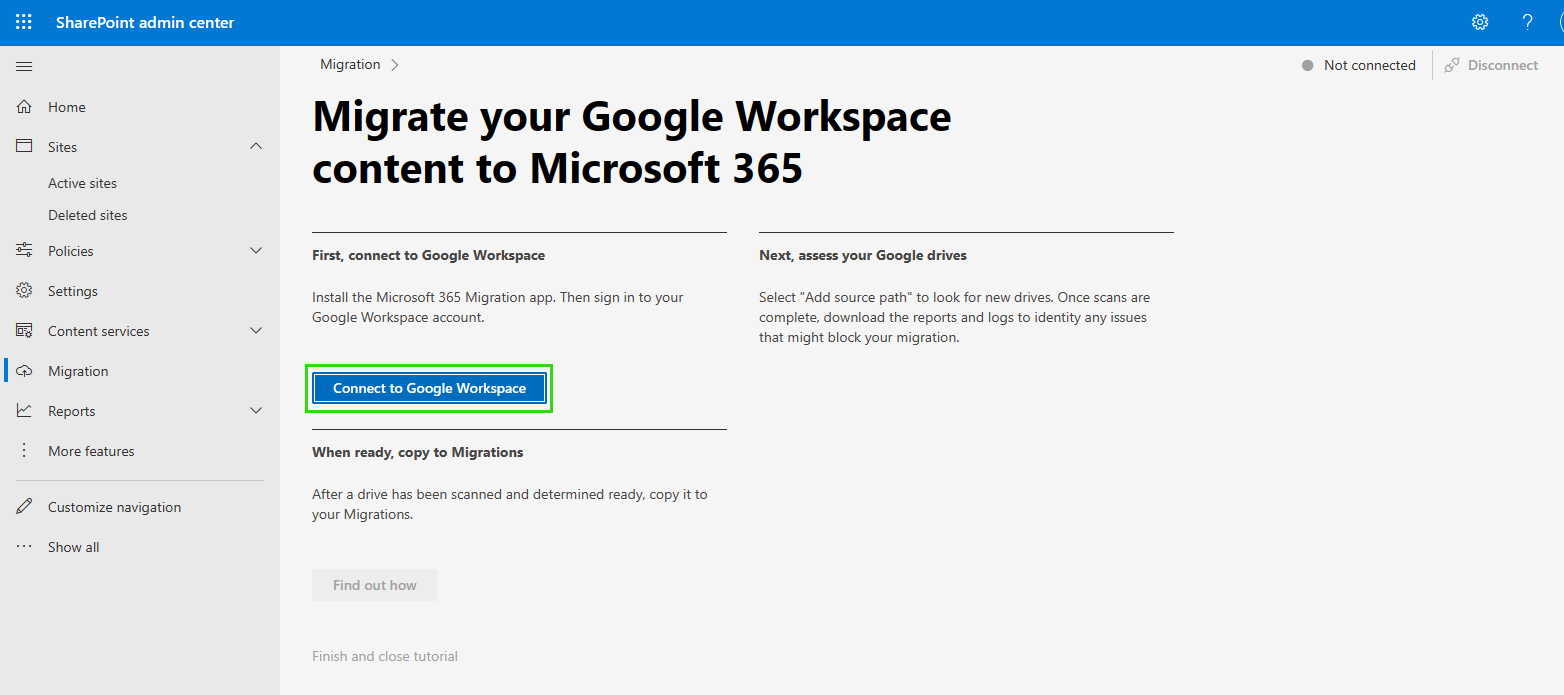 connect to google workspace