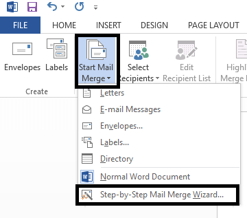 Click on start mail merge 