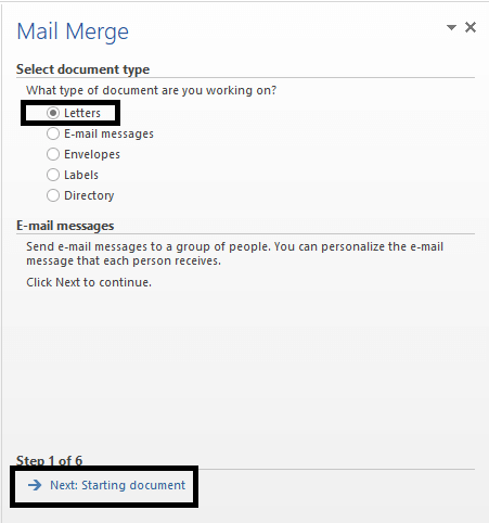 choose email messages and next