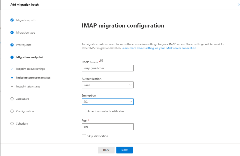 Office 365 IMAP settings to Migrate IMAP email to Office 365