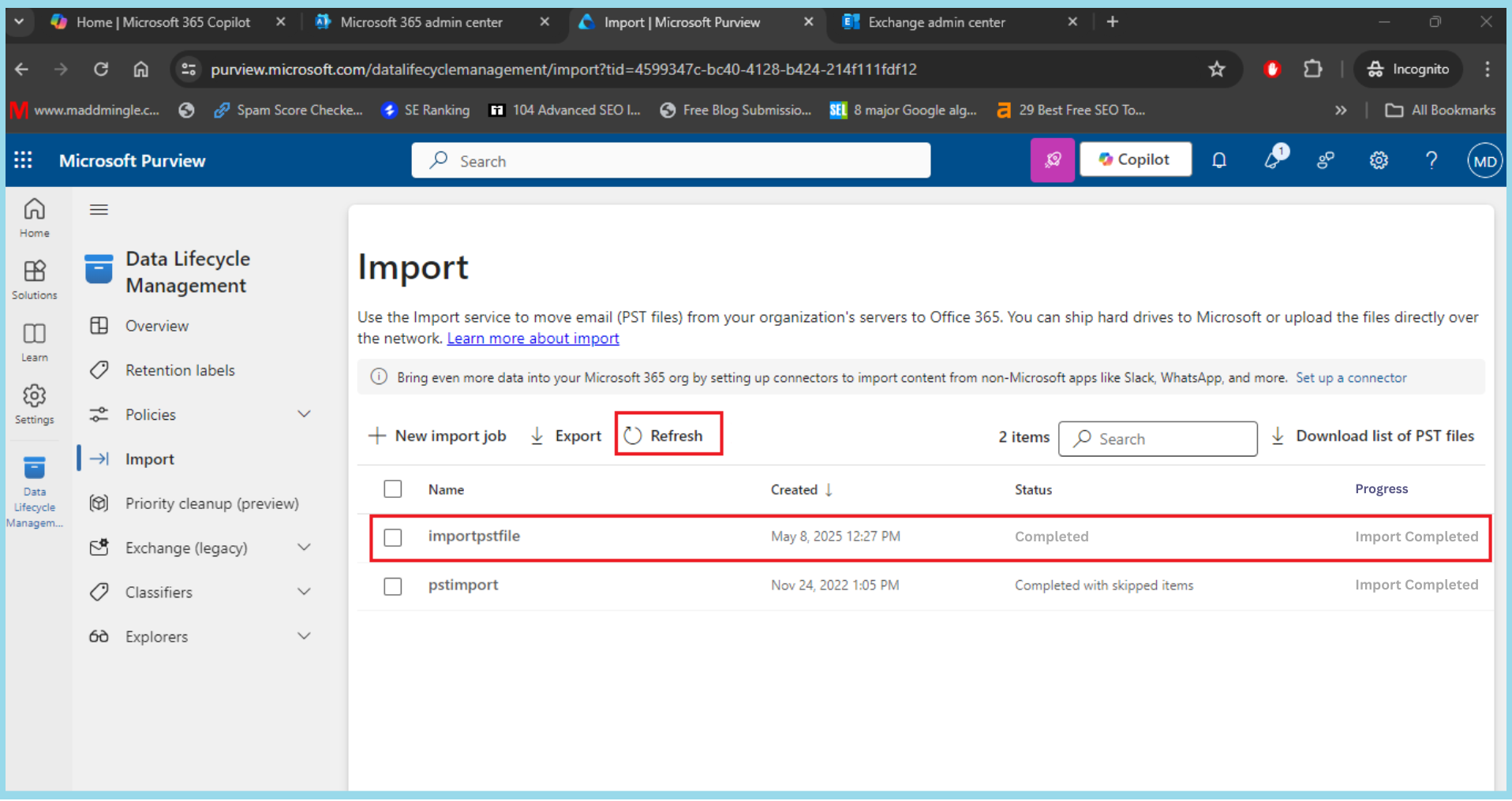 pst file into Microsoft 365 - 9
