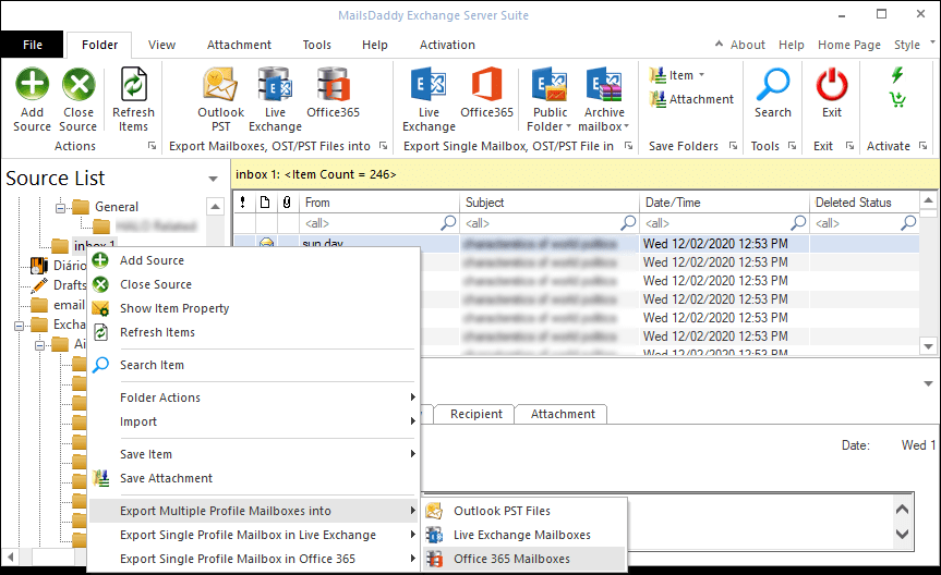 Step 02: Preview file data — MailsDaddy Exchange to Office 365 Migration
