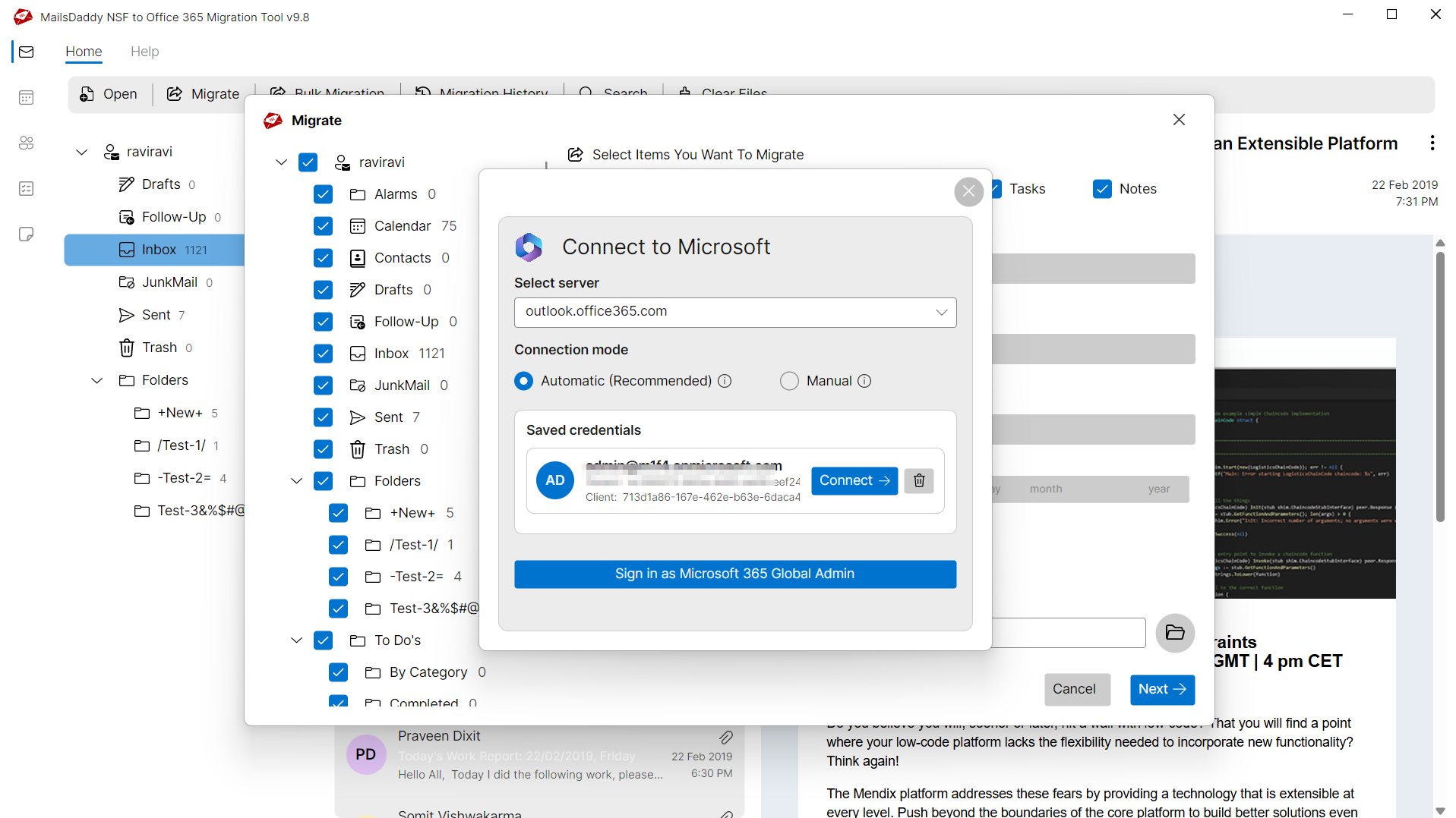 Step 04: Connect to Microsoft — MailsDaddy Lotus Notes to Office 365 Migration