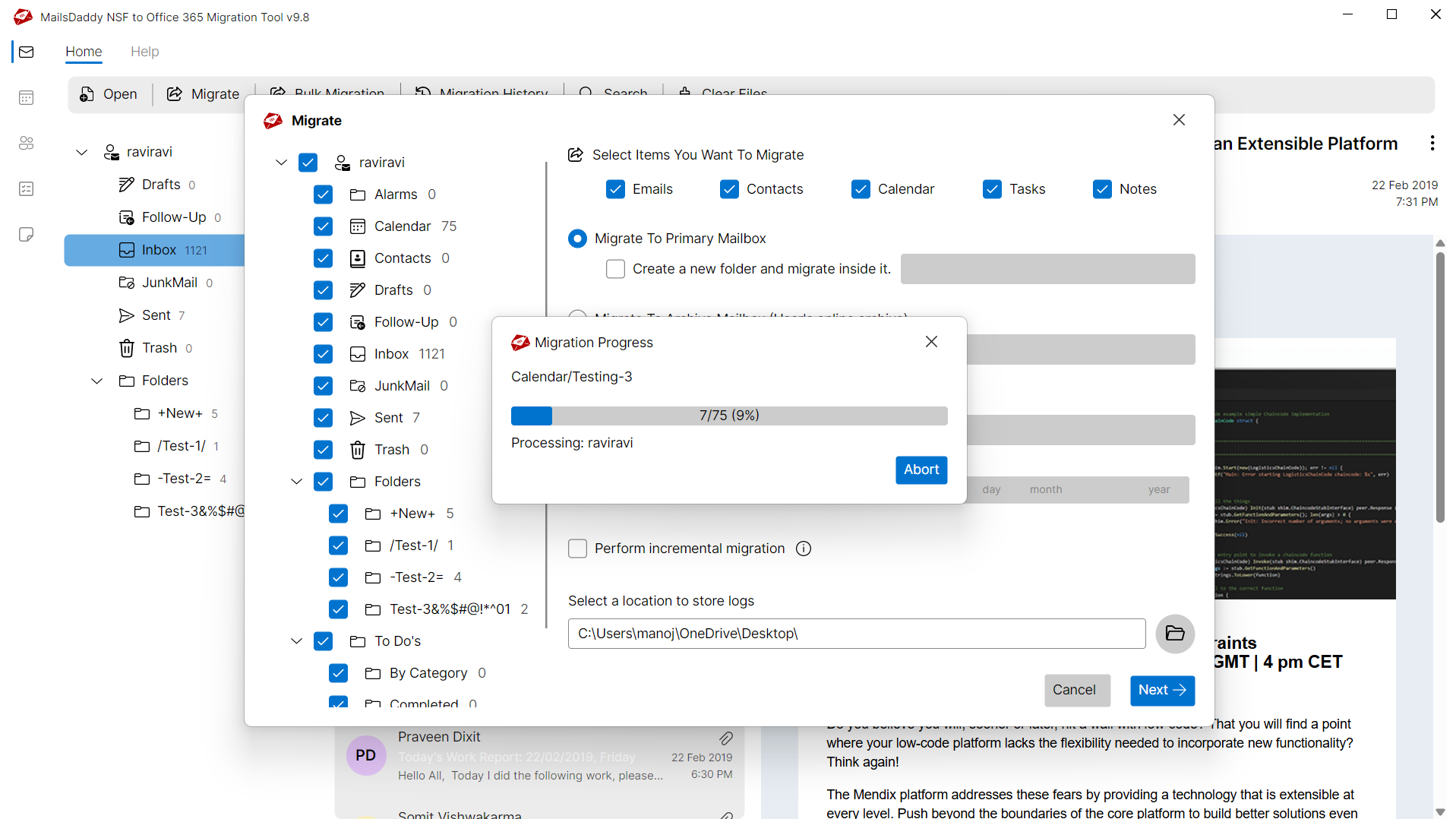 Step 05: Start migration — MailsDaddy Lotus Notes to Office 365 Migration
