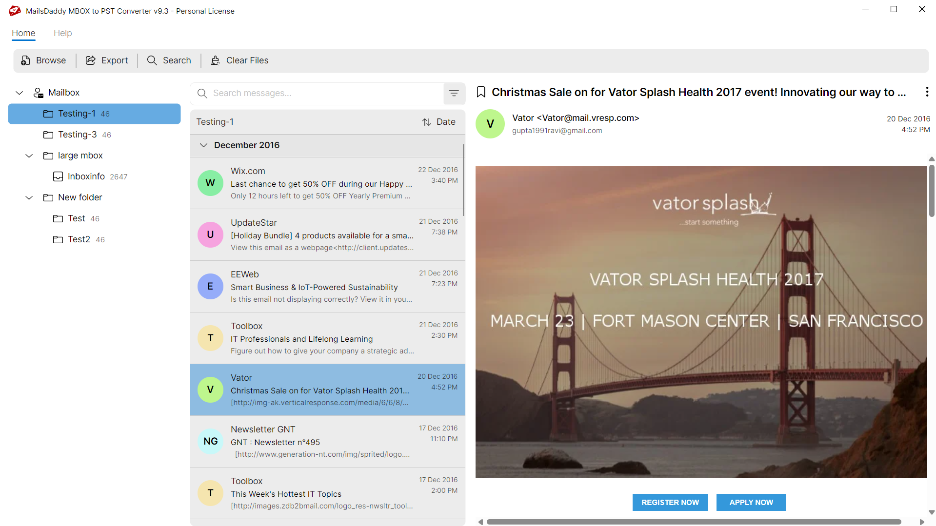 Step 02: Load & preview the data — MailsDaddy Import Gmail to Outlook