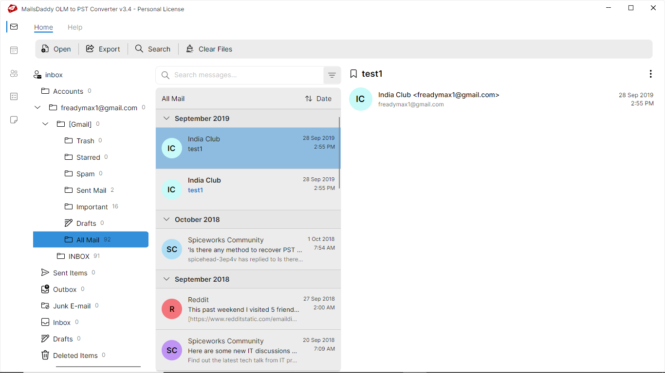 Step 02: Load & preview the data — MailsDaddy OLM to PST Converter