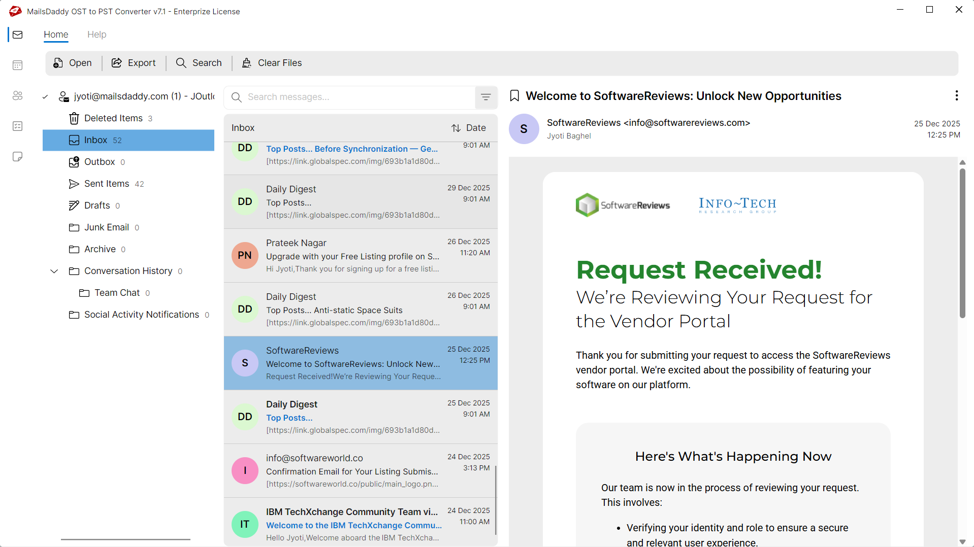 Step 02: Load & preview the data — MailsDaddy Convert OST to HTML Format