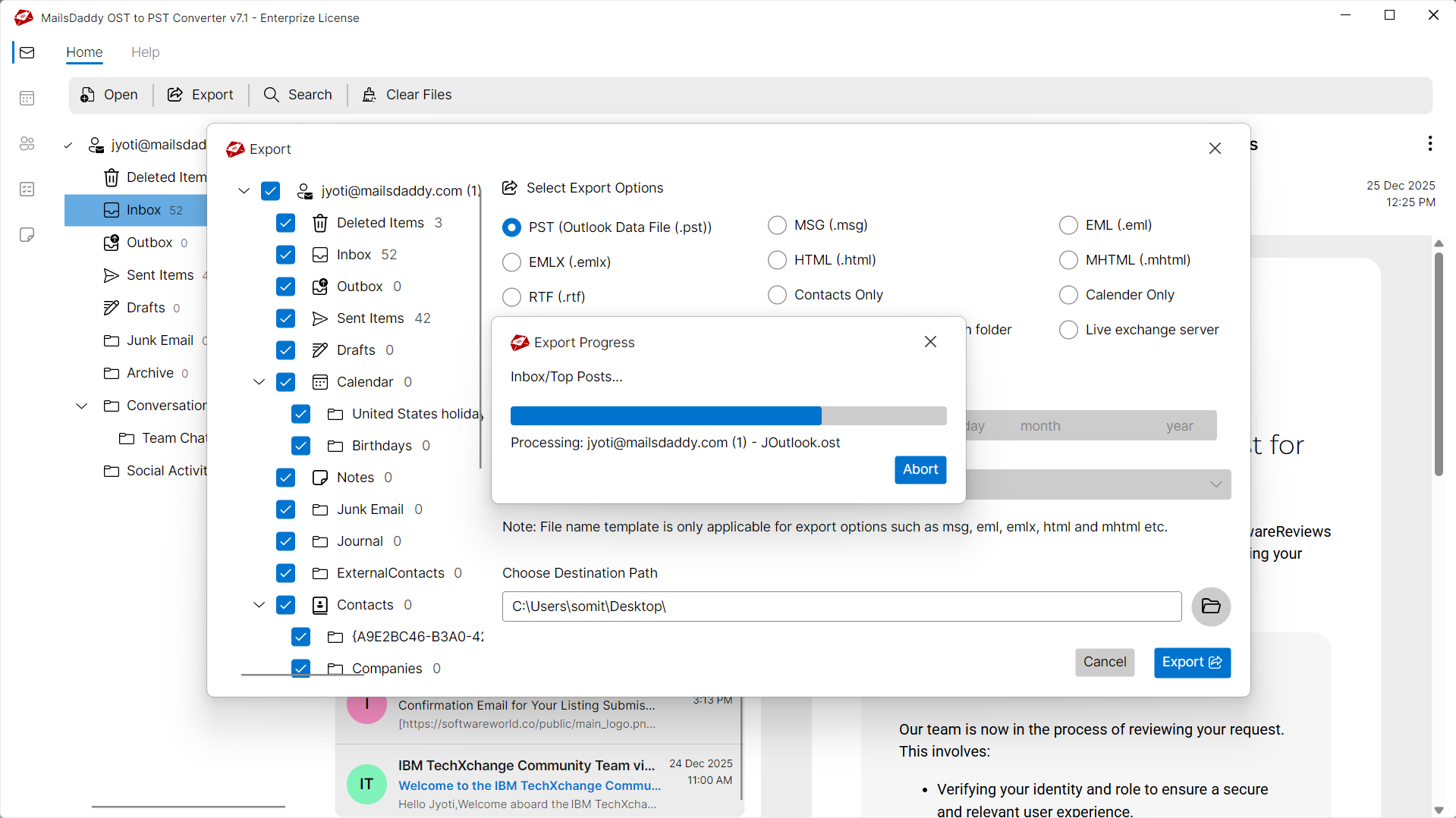 Step 04: Start the export — MailsDaddy Convert OST to HTML Format