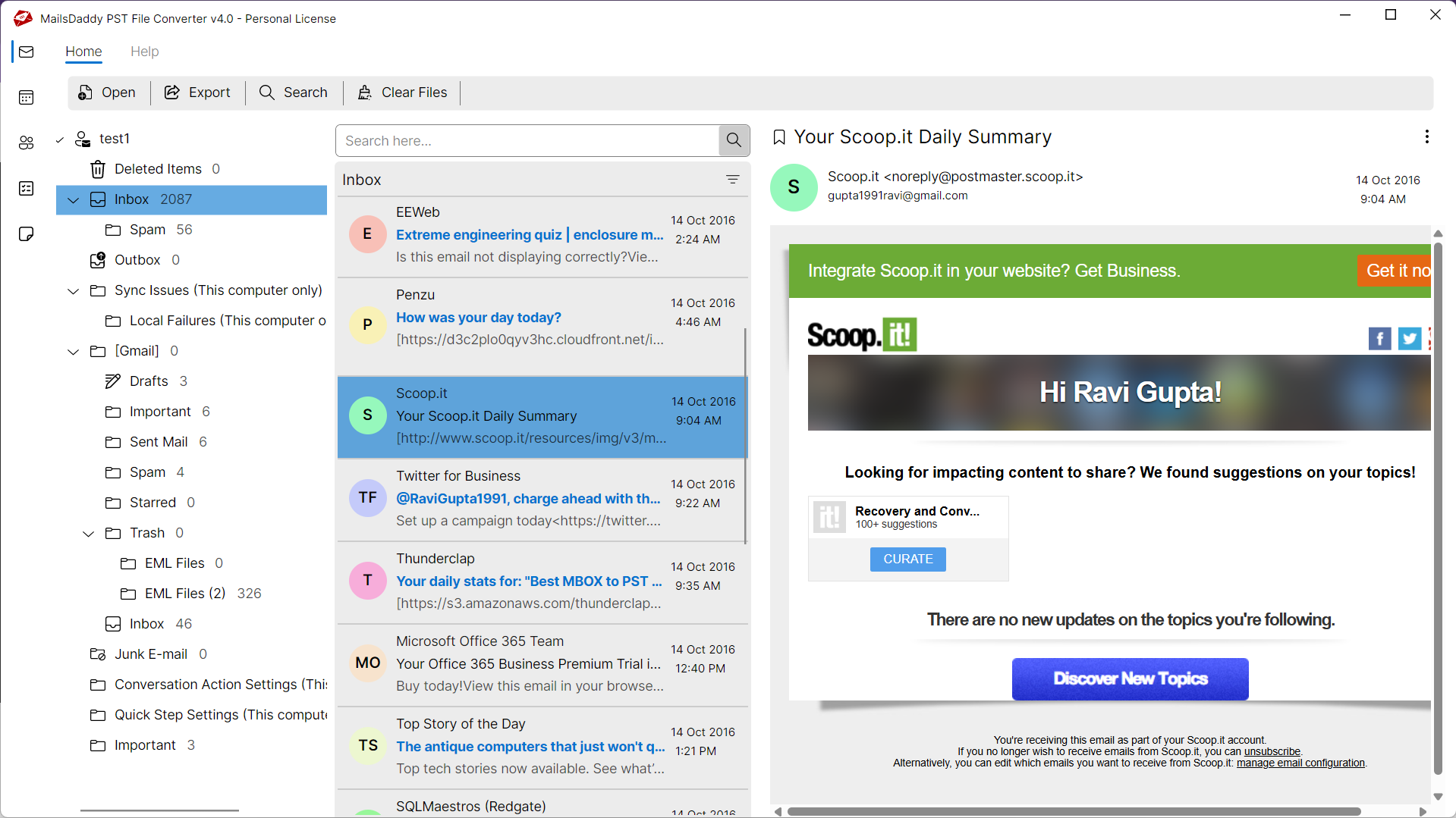 Step 02: Load & preview the data — MailsDaddy Export PST to MSG Files