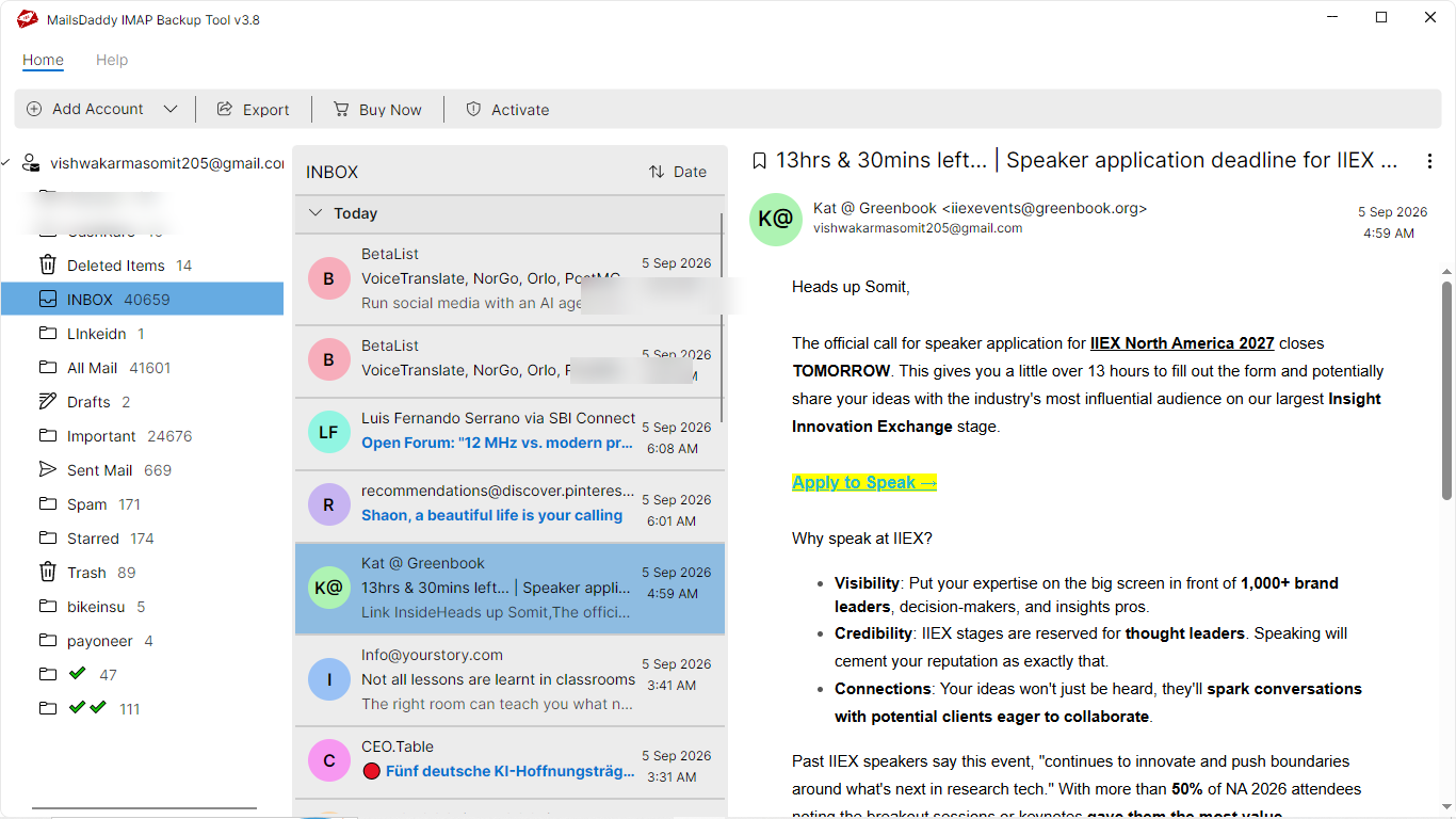 Step 03: Preview Mailbox Messages — MailsDaddy Yahoo Mail Backup Tool