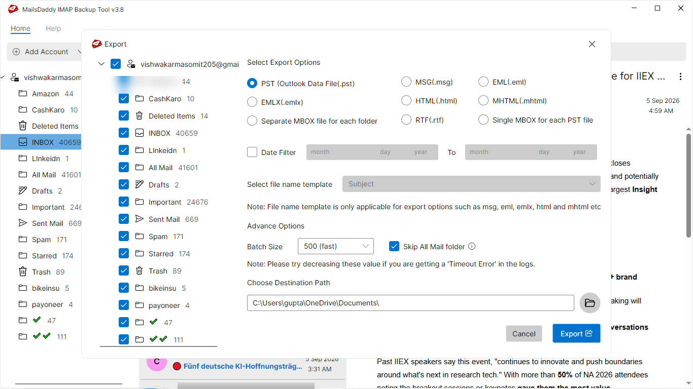 Step 04: Export to Selected Format — MailsDaddy ZohoMail Backup Tool