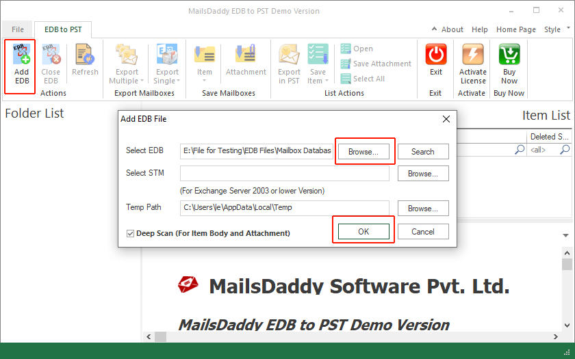 MailsDaddy EDB to PST Converter screenshot MailsDaddy EDB to PST Converter screenshot