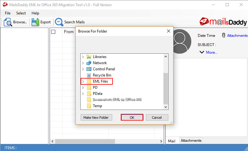 MailsDaddy EML to Office 365 Migration screenshot
