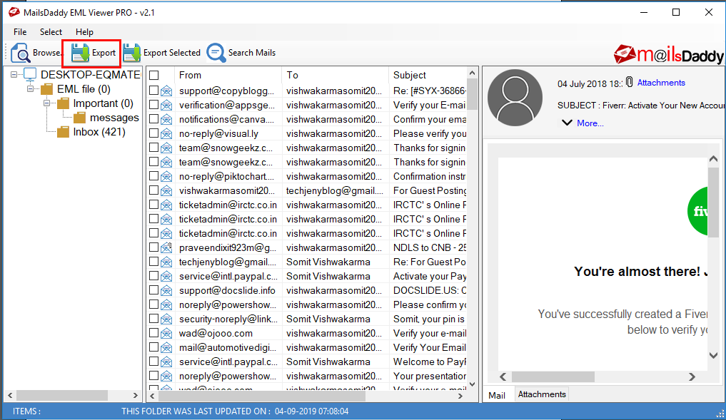 migrate eml