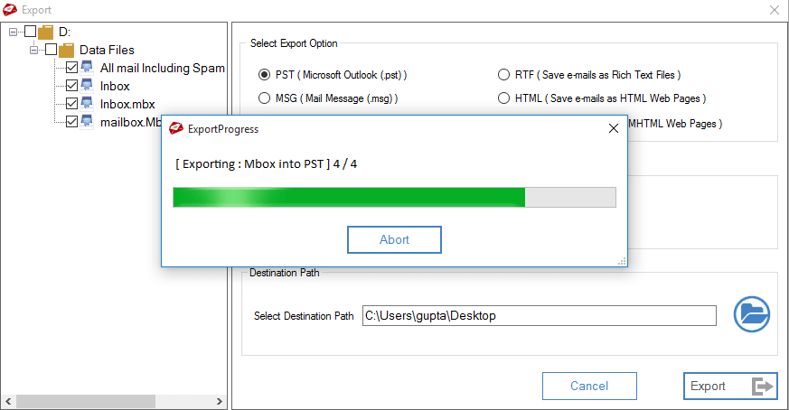 progress bar appear