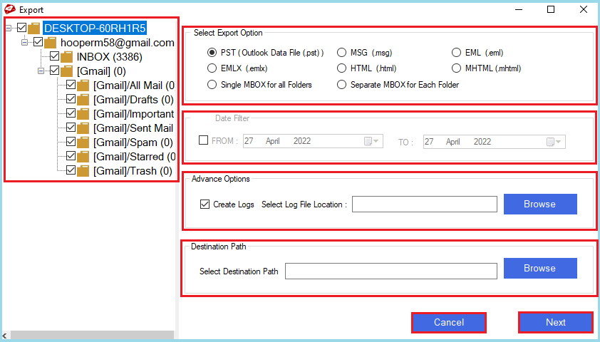 MailsDaddy Gmail Email Backup Tool Windows 11 download