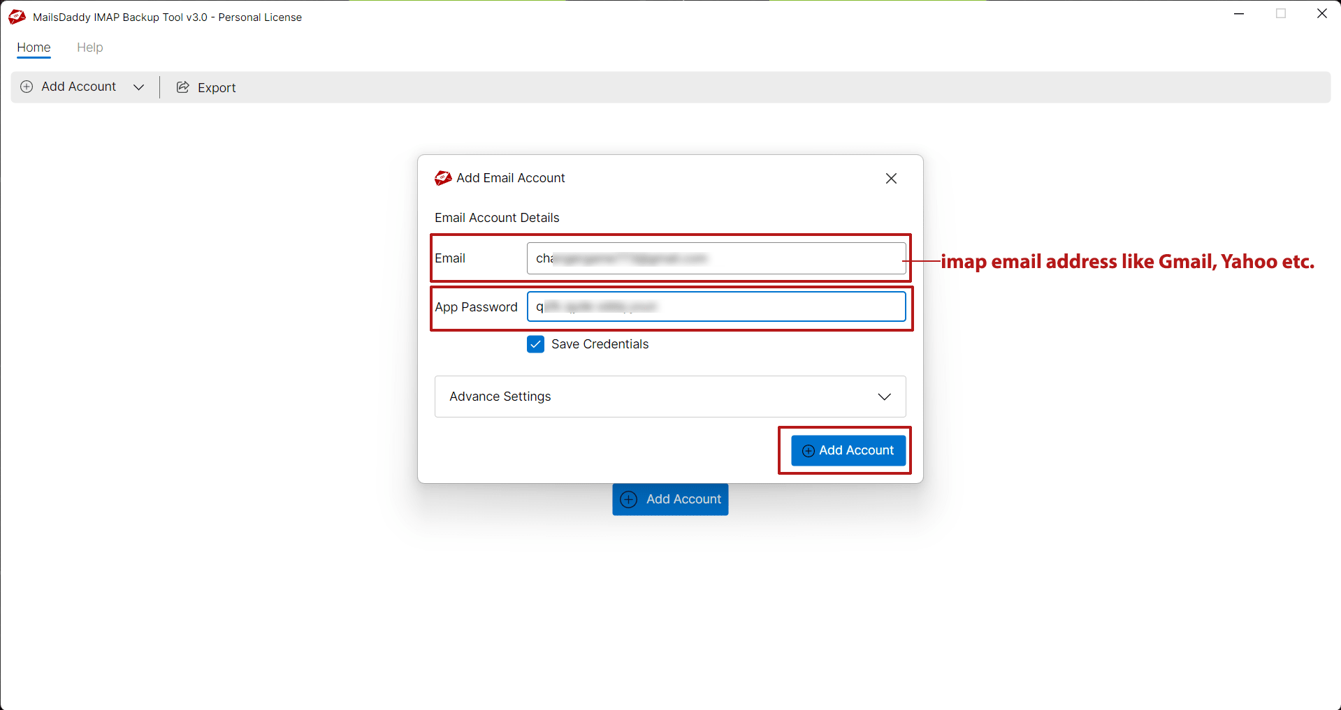 fill login details
