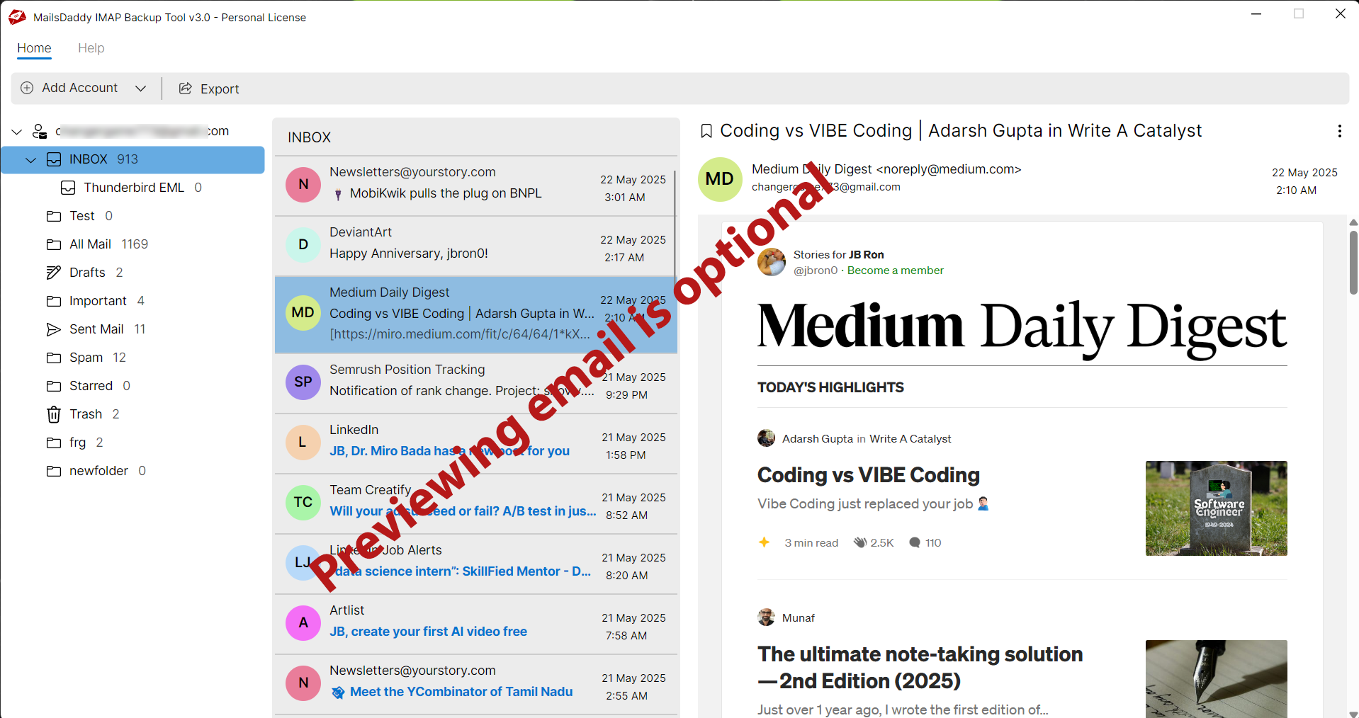 MailsDaddy Gmail Backup Tool Screenshot