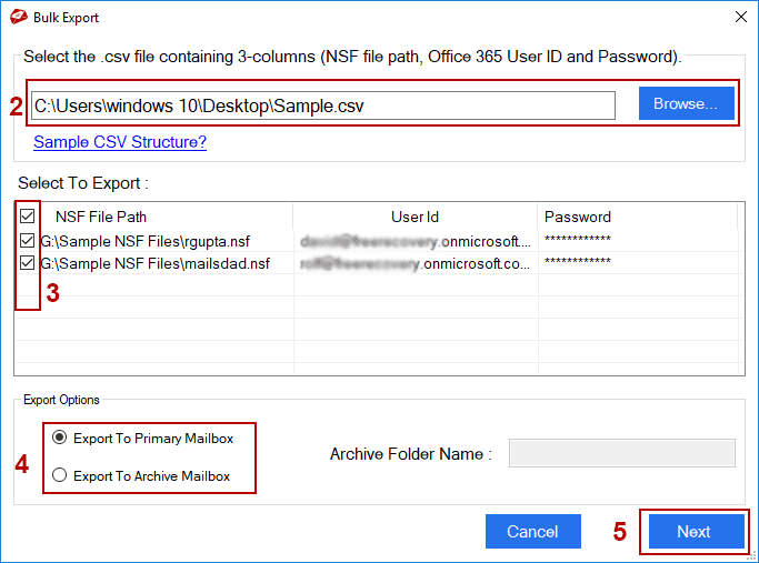 select csv and hit on export