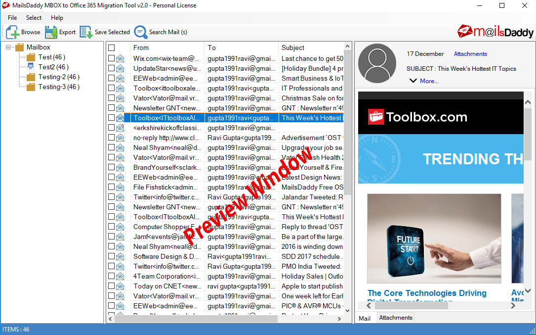 preview of mailbox