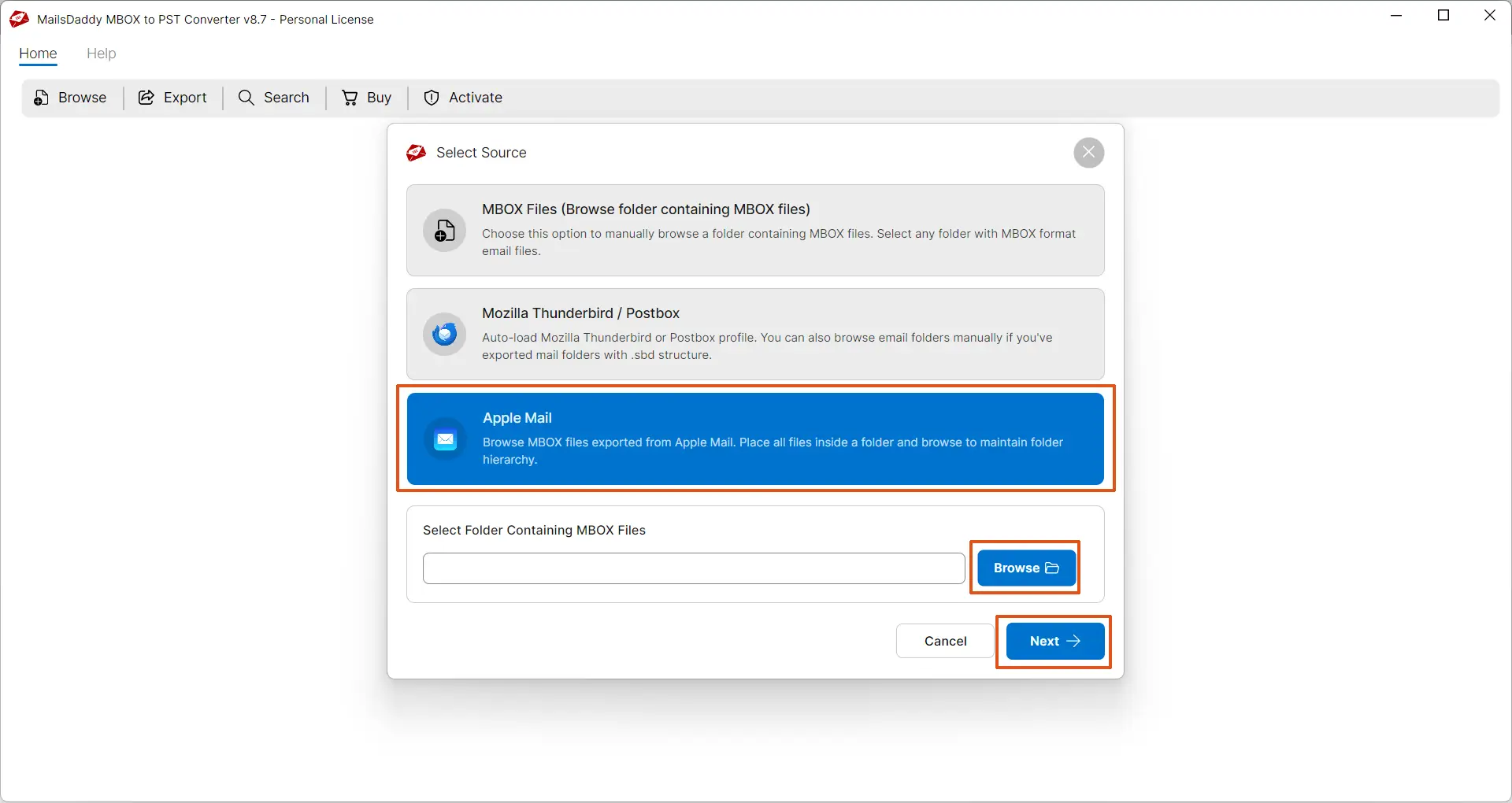 launch mbox to pst tool