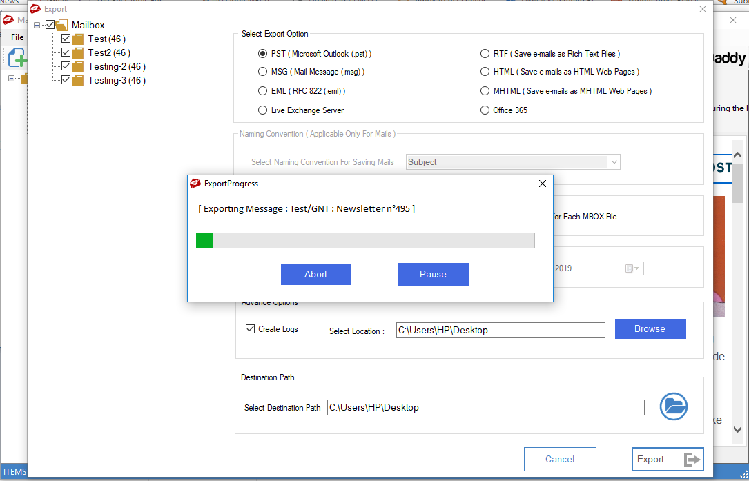 mbox to pst conversion process