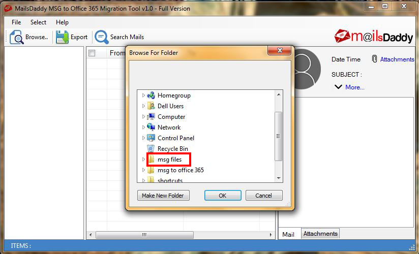 select folder