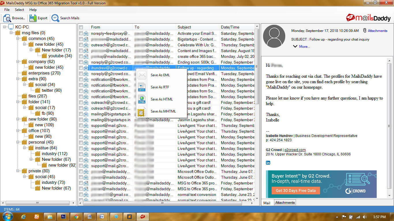 save single email