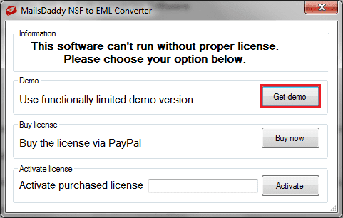 get demo or activate it
