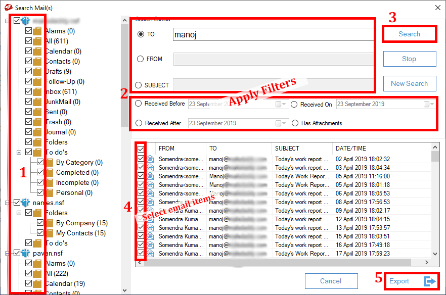 migrate filter email