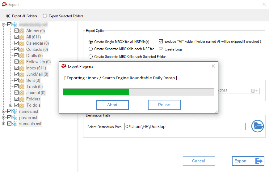 confirmation window