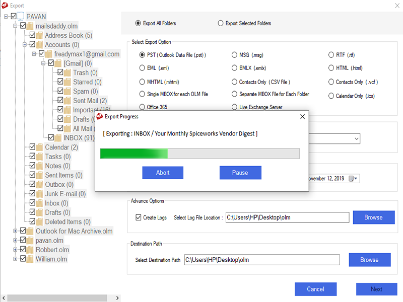 MailsDaddy OLM to PST Converter Tool screenshot