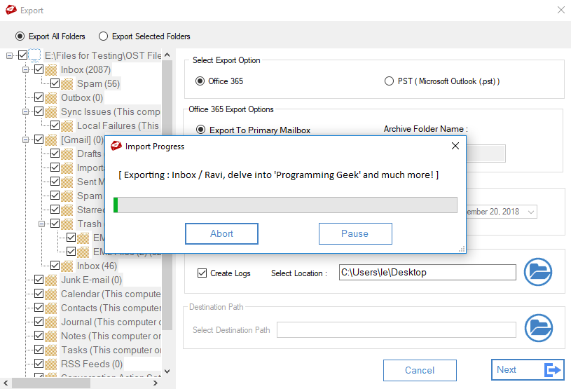 import ost to office 365