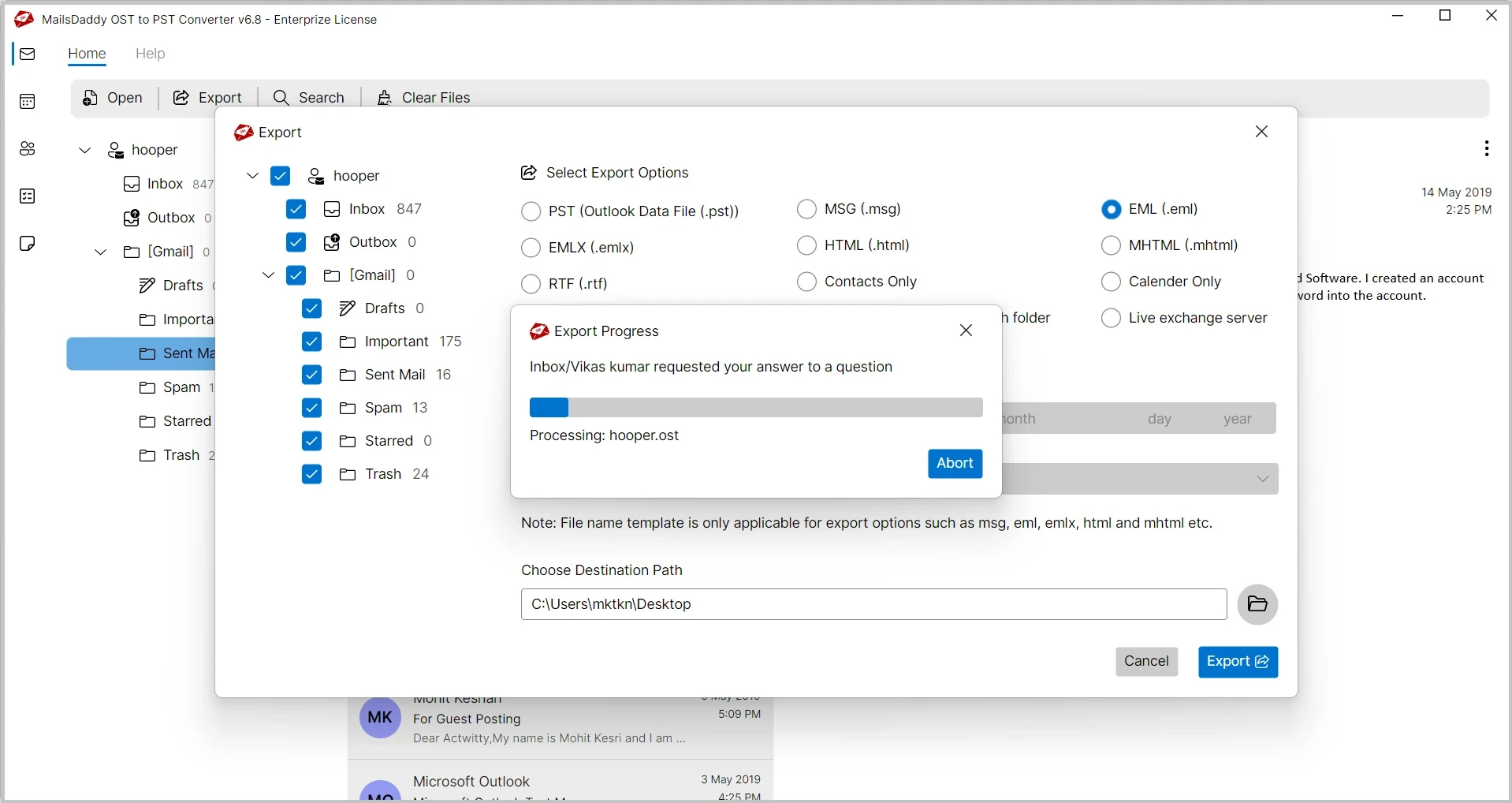 convert ost to eml